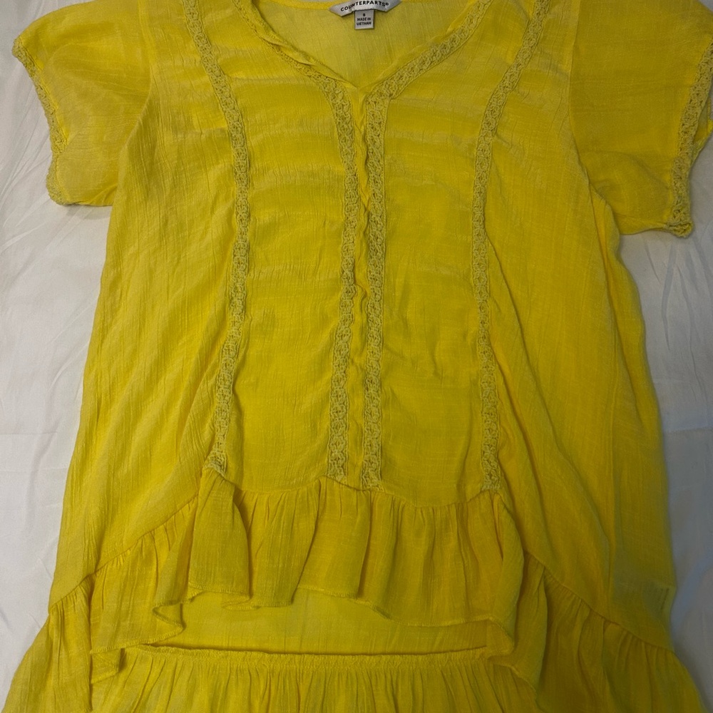 Yellow Lace-Trimmed Blouse